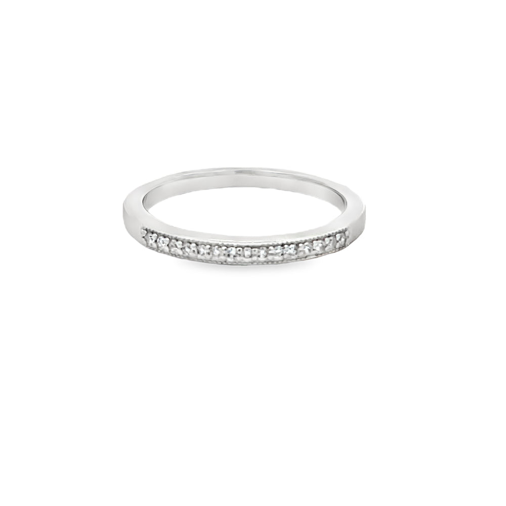 14k White Gold Round Diamond Bead Set Anniversary Band (0.11ctw.)