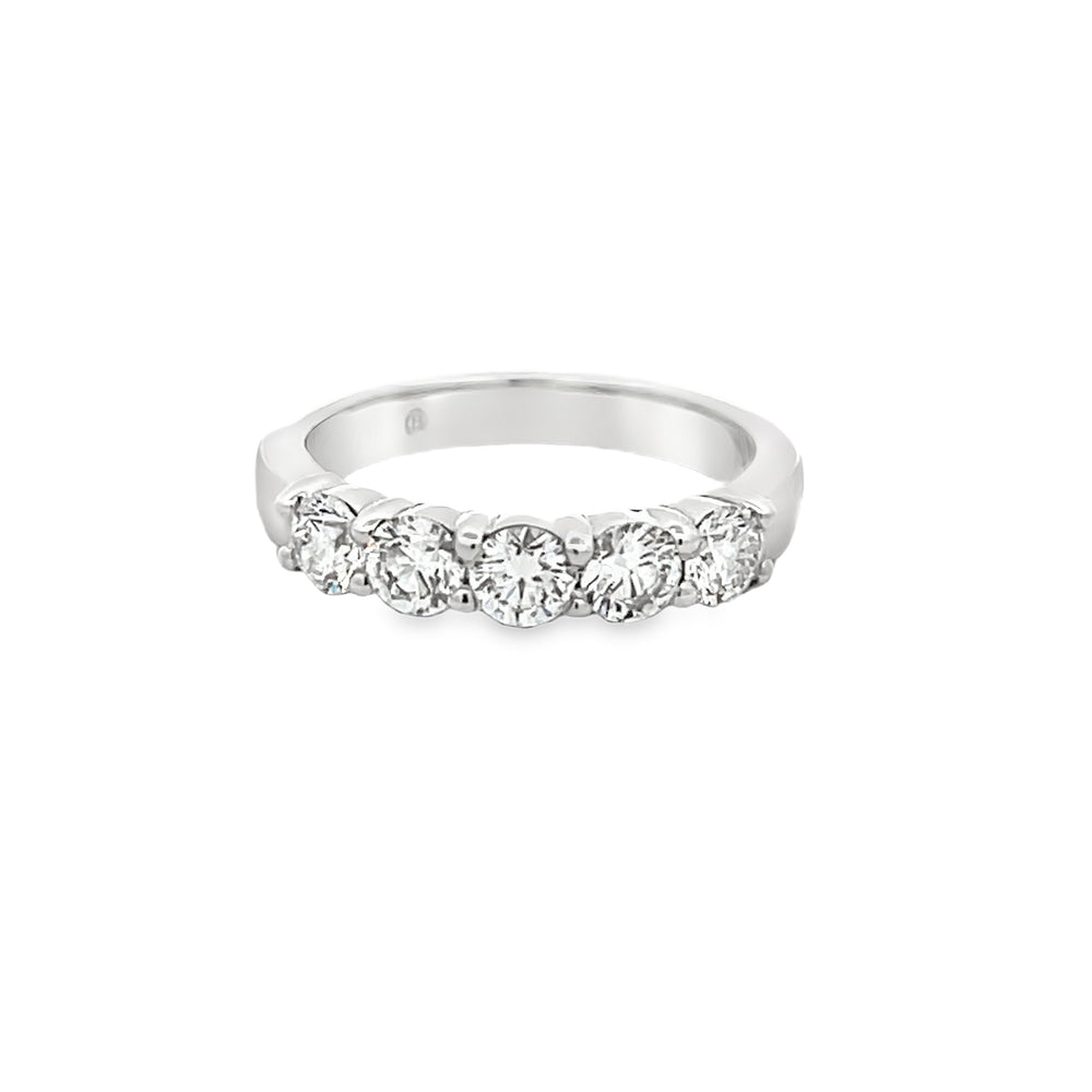 14k White Gold Round Diamond Shared Prong Anniversary Band (1.02ctw.)