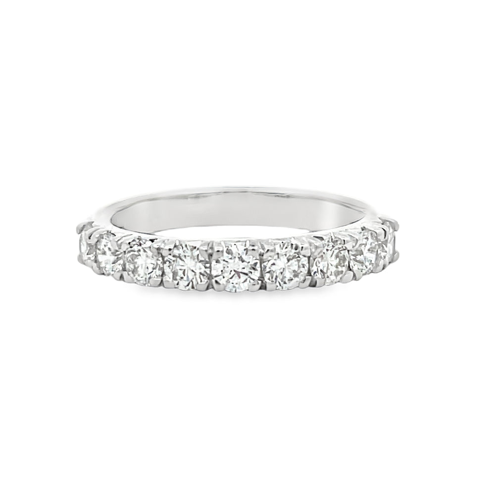 14k White Gold Round Diamond French Set Anniversary Band (1.05ctw.)