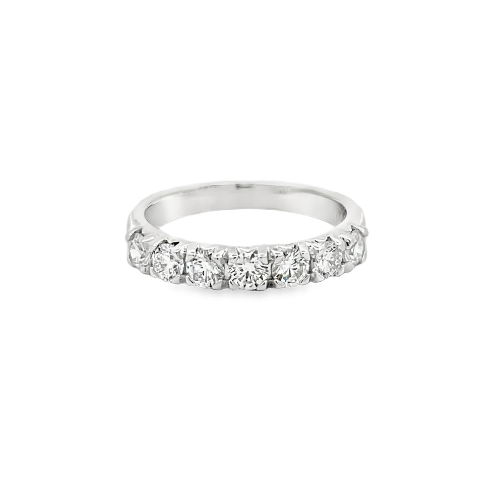14k White Gold Round Diamond French Set Anniversary Band (1.0ctw.)