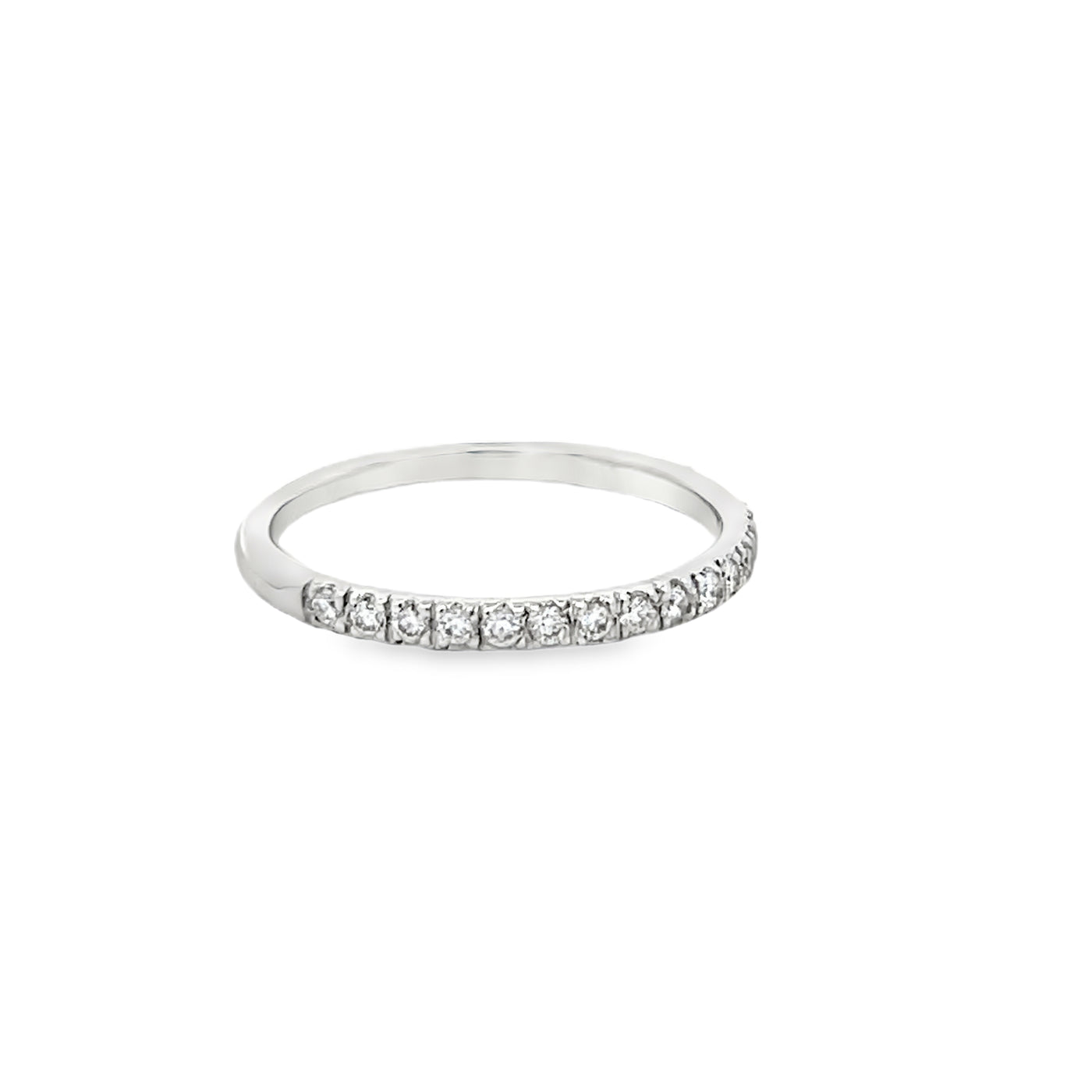 14k White Gold Round Diamond Bead Set Anniversary Band (0.21ctw.)