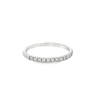 14k White Gold Round Diamond Bead Set Anniversary Band (0.21ctw.)