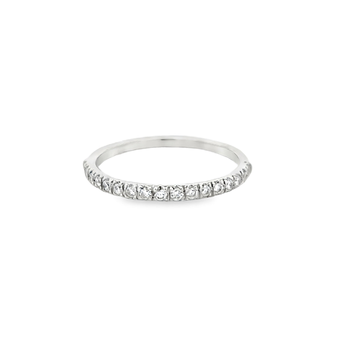 14k White Gold Round Diamond Bead Set Anniversary Band (0.21ctw.)