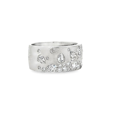 18k White Gold Fancy Cut Diamond Cigar Anniversary Band (1.23ctw.)