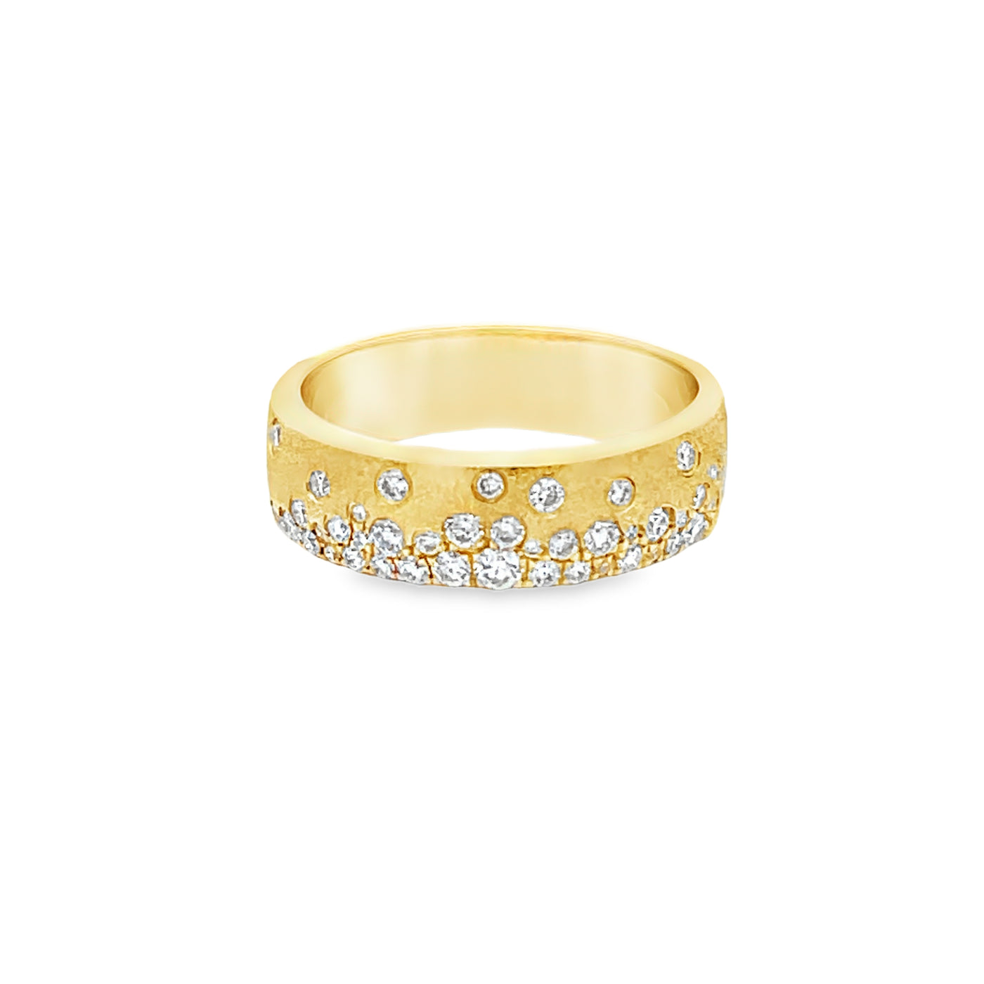 14k Yellow Gold Round Diamond Flush Set Anniversary Band (0.44ctw.)