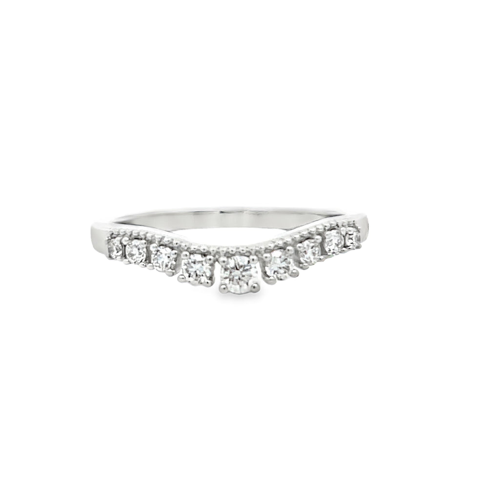 14k White Gold Round Diamond Curved Anniversary Band (0.27ctw.)