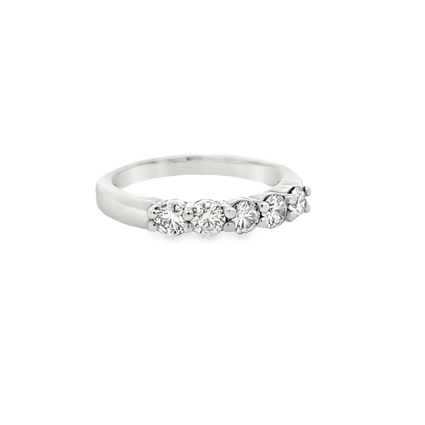 14k White Gold Round Diamond Shared Prong Anniversary Band (0.73ctw.)