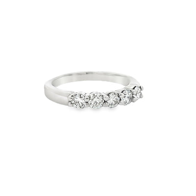 14k White Gold Round Diamond Shared Prong Anniversary Band (0.73ctw.)