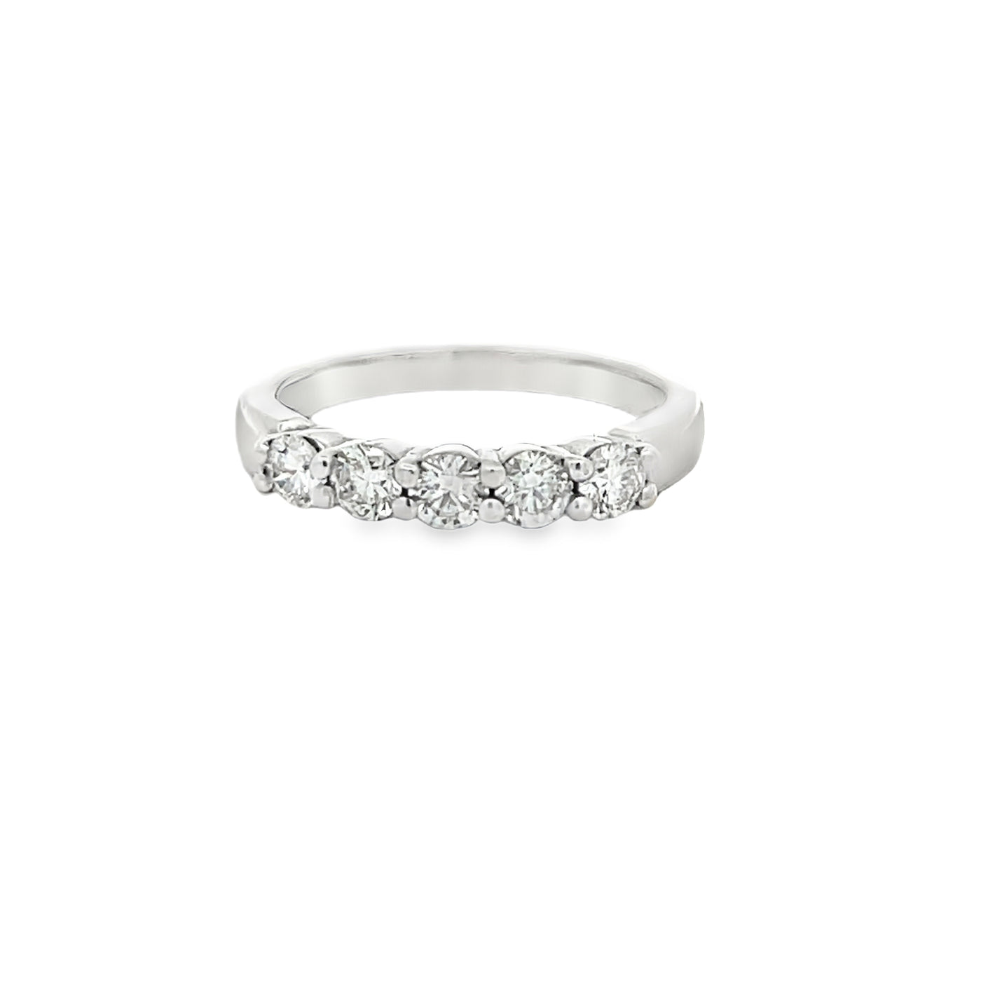 14k White Gold Round Diamond Shared Prong Anniversary Band (0.73ctw.)