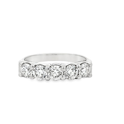 14k White Gold Round Diamond Shared Prong Anniversary Band (1.25ctw.)