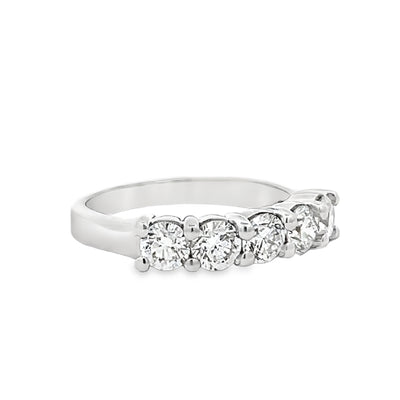 14k White Gold Round Diamond Shared Prong Anniversary Band (1.25ctw.)