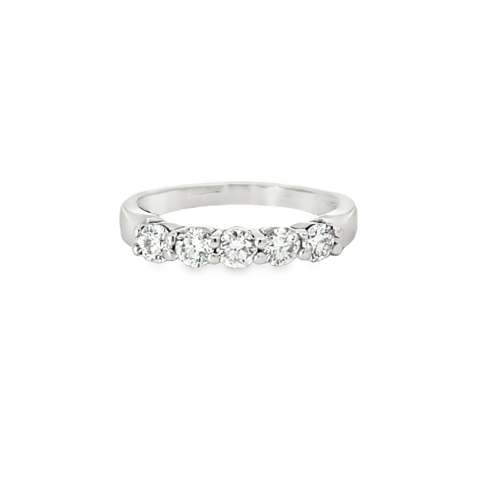 14k White Gold Round Diamond Shared Prong Anniversary Band (0.73ctw.)