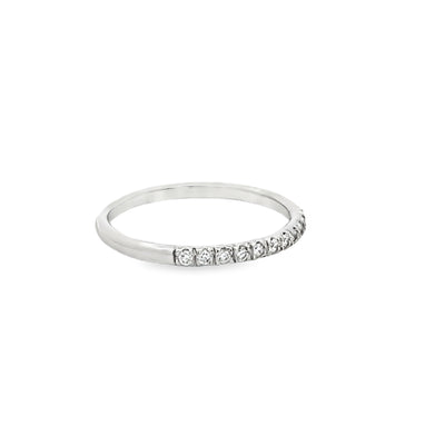 14k White Gold Round Diamond Bead Set Anniversary Band (0.17ctw.)