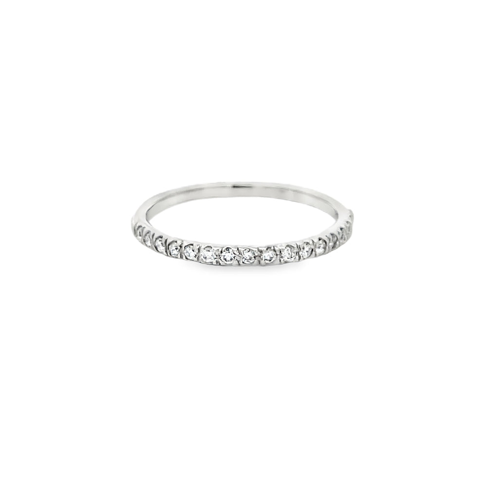 14k White Gold Round Diamond Bead Set Anniversary Band (0.17ctw.)