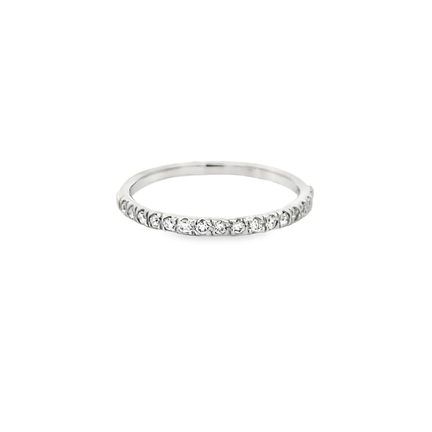 14k White Gold Round Diamond Bead Set Anniversary Band (0.17ctw.)