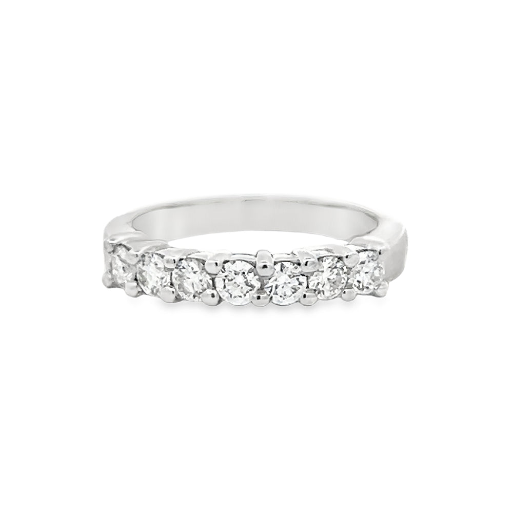 14k White Gold Round Diamond Shared Prong Anniversary Band (0.63ctw.)