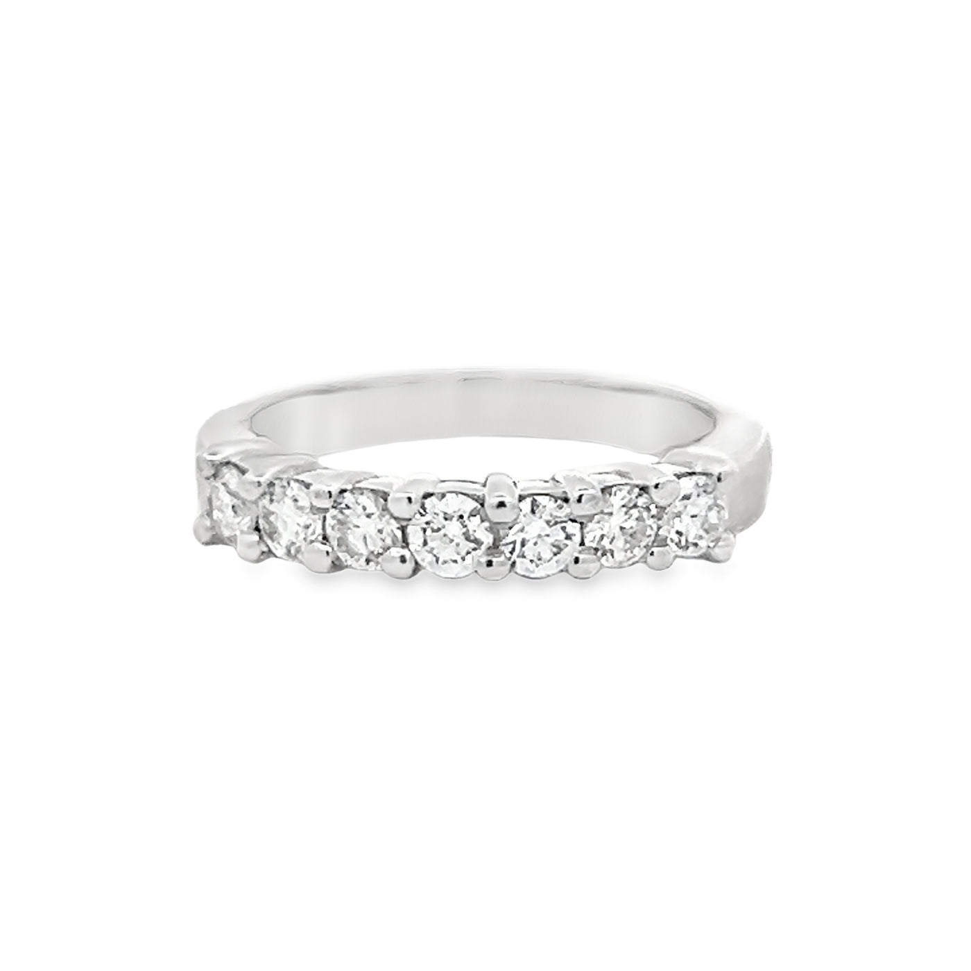 14k White Gold Round Diamond Shared Prong Anniversary Band (0.63ctw.)