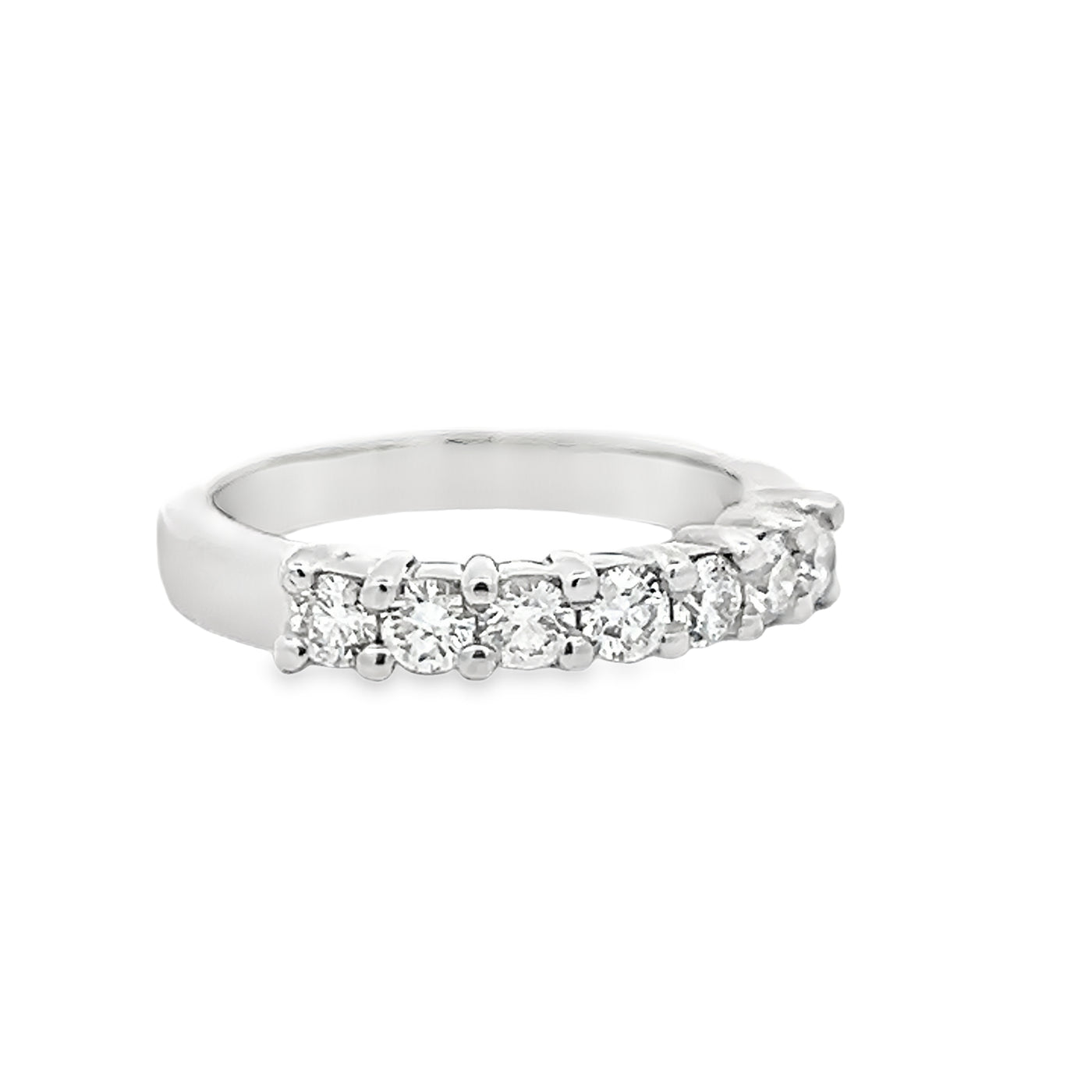 14k White Gold Round Diamond Shared Prong Anniversary Band (0.63ctw.)