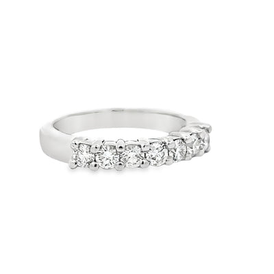 14k White Gold Round Diamond Shared Prong Anniversary Band (0.63ctw.)