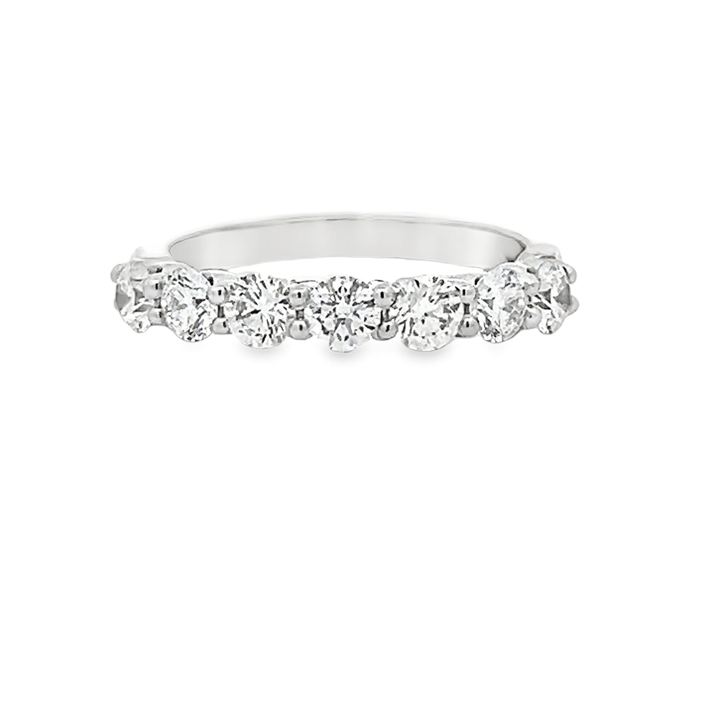 14k White Gold Round Diamond Shared Prong Anniversary Band (1.07ctw.)