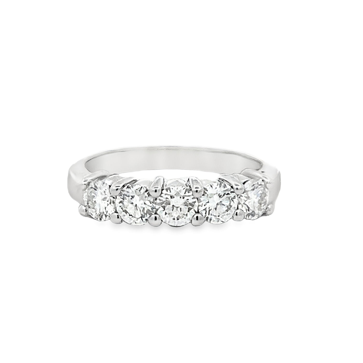 14k White Gold Round Diamond Shared Prong Anniversary Band (1.01ctw.)