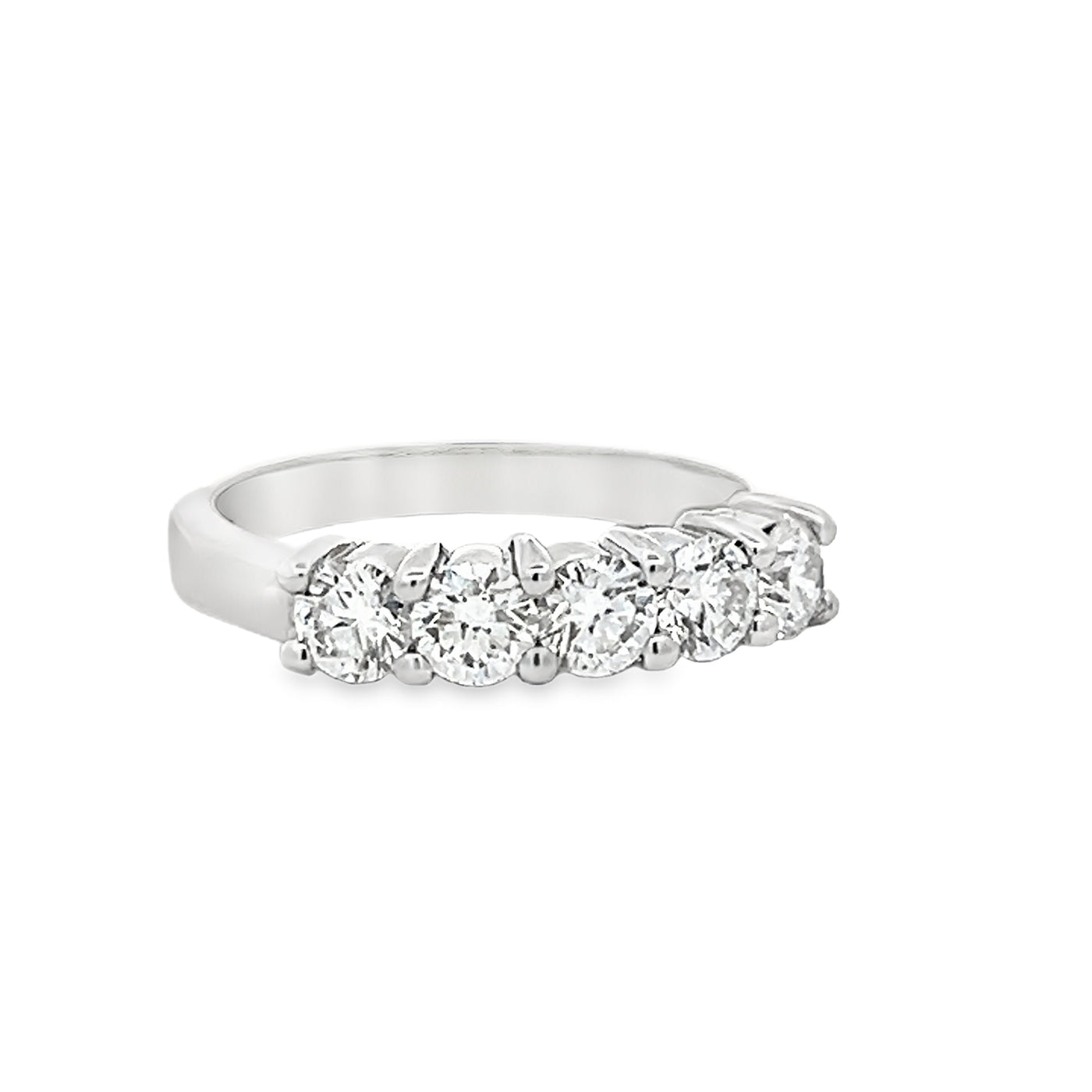 14k White Gold Round Diamond Shared Prong Anniversary Band (1.01ctw.)