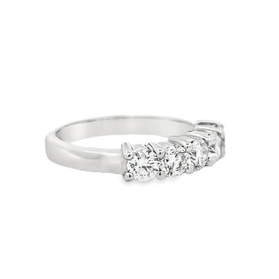 14k White Gold Round Diamond Shared Prong Anniversary Band (1.01ctw.)