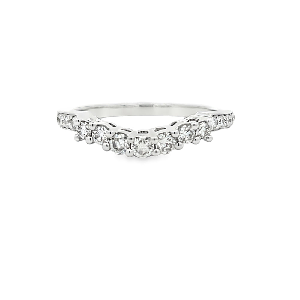 14k White Gold Round Diamond Curved Anniversary Band (0.42ctw.)