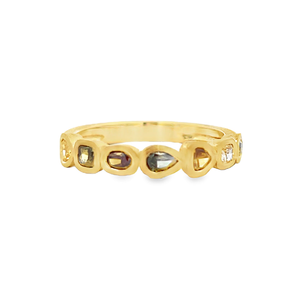 18k Yellow Gold Fancy Mixed Cut Desert Diamond Bezel Set Anniversary Band (0.62ctw.)
