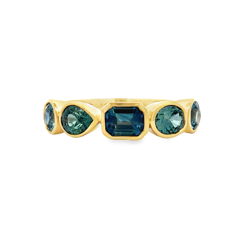 14k Yellow Gold Mixed Cut Montana Sapphire Bezel Set Anniversary Band (1.83ctw.)
