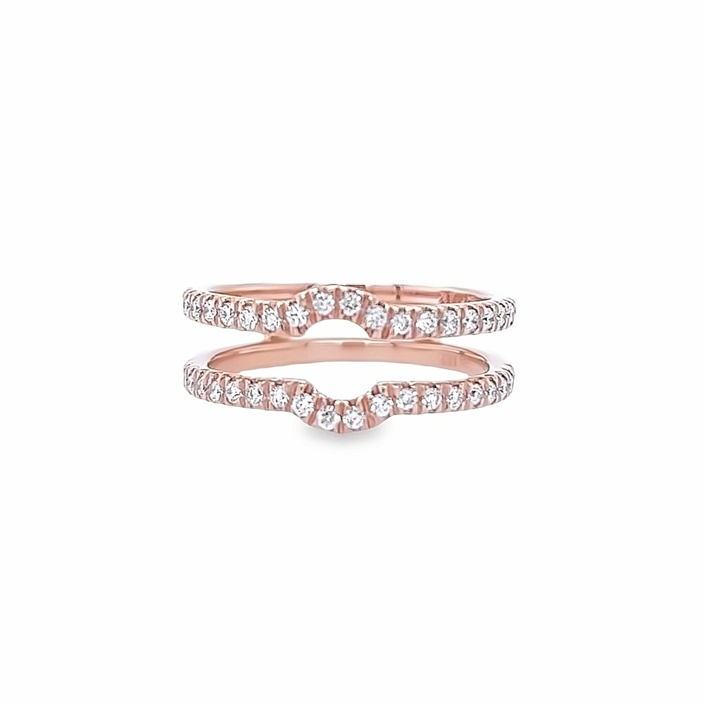 14k Rose Gold Round Diamond Rounded Notch Insert Wedding Band (0.40ctw.)