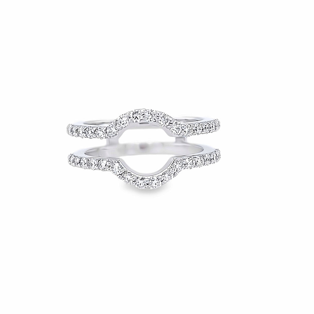 14k White Gold Round Diamond Rounded Notch Insert Wedding Band (0.72ctw.)