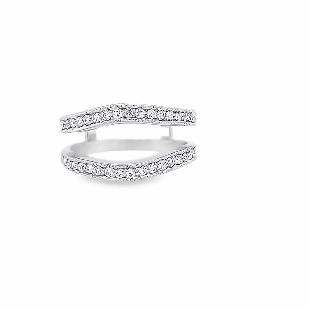 14k White Gold Round Diamond Curved Insert Wedding Band (0.32ctw.)