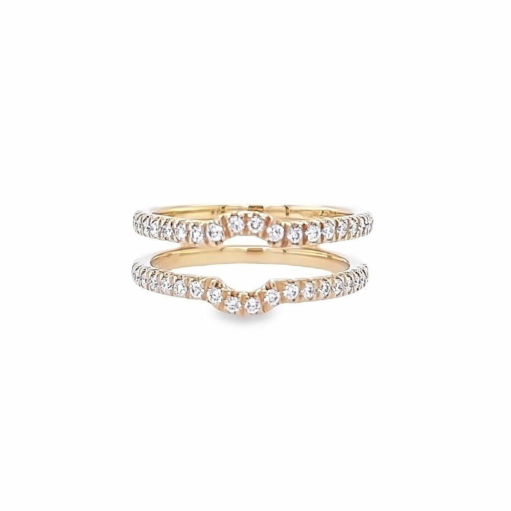14k Yellow Gold Round Diamond Rounded Notch Insert Wedding Band (0.40ctw.)