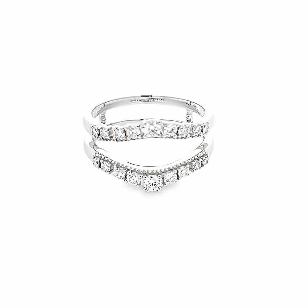 14k White Gold Round Diamond Curved Insert Wedding Band (0.53ctw.)
