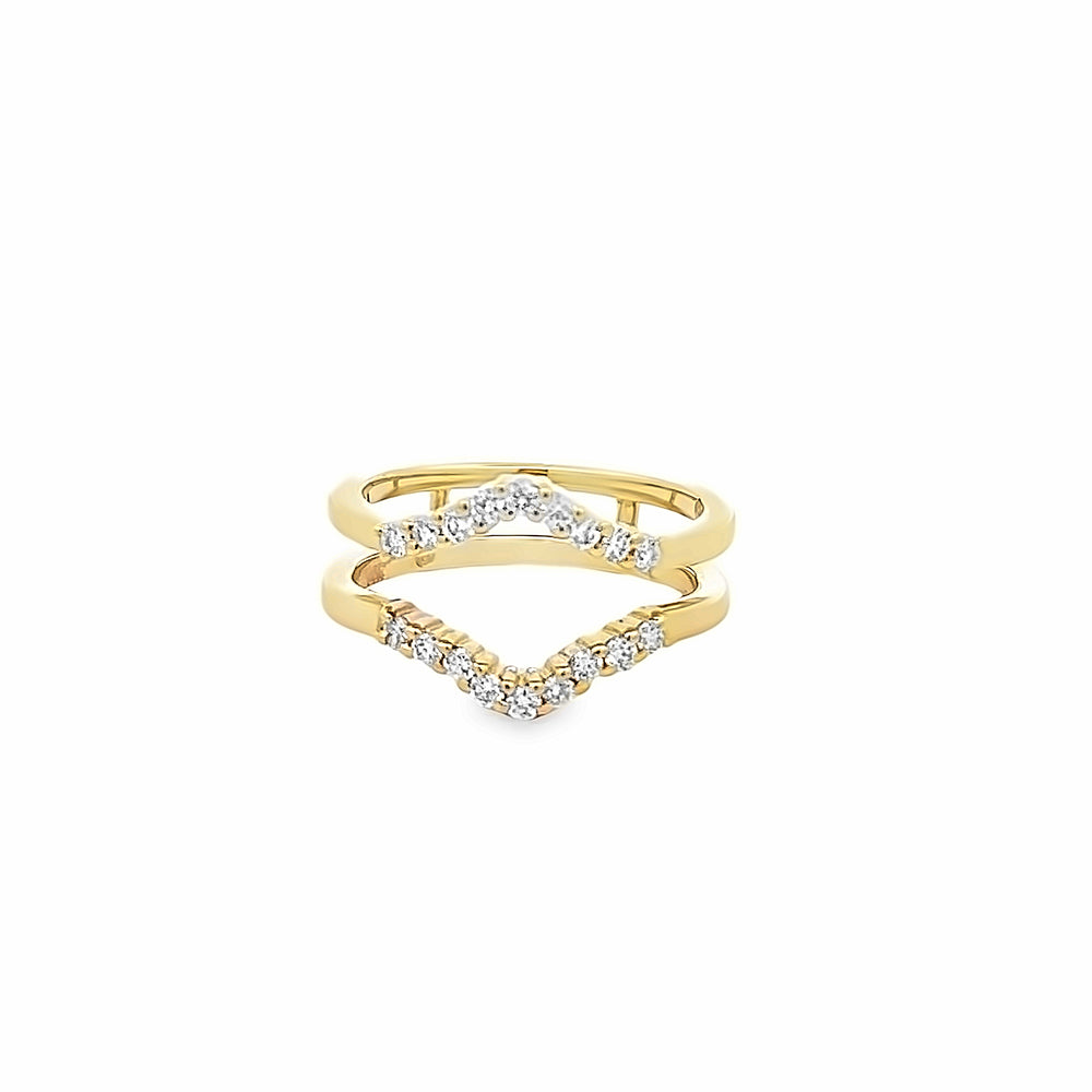 14k Yellow Gold Round Diamond Rounded Notch Insert Wedding Band (0.34ctw.)