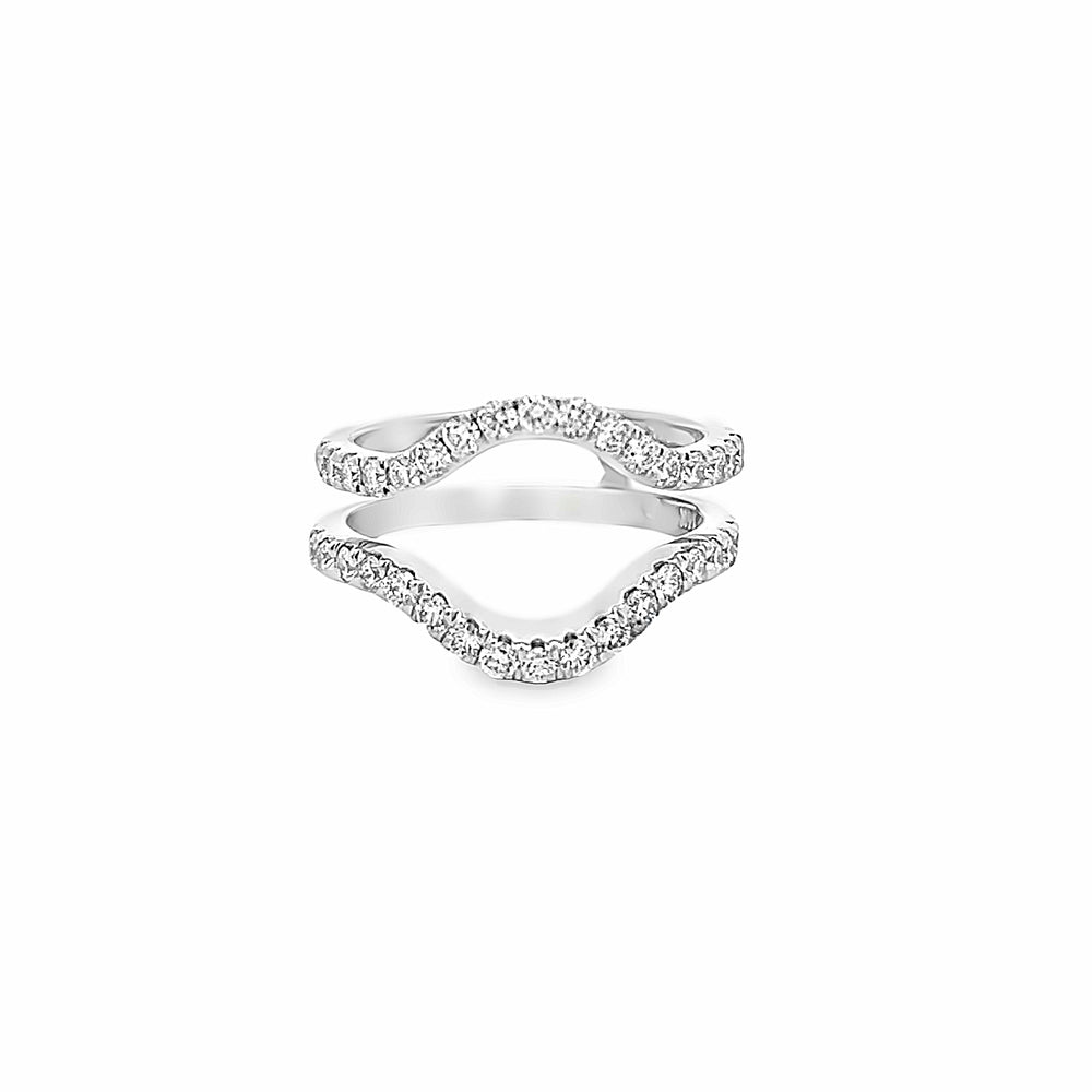 14k White Gold Round Diamond Rounded Notch Insert Wedding Band (0.78ctw.)