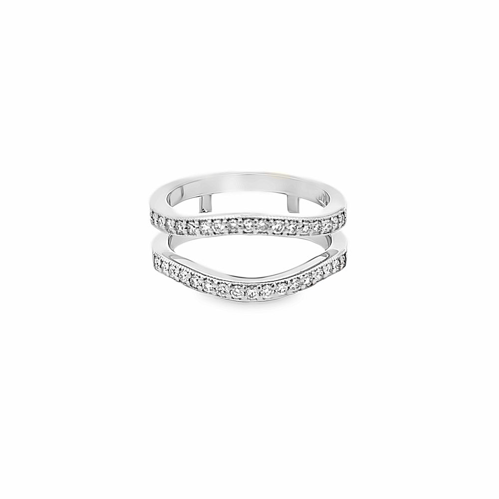 14k White Gold Round Diamond Curved Insert Wedding Band (0.34ctw.)