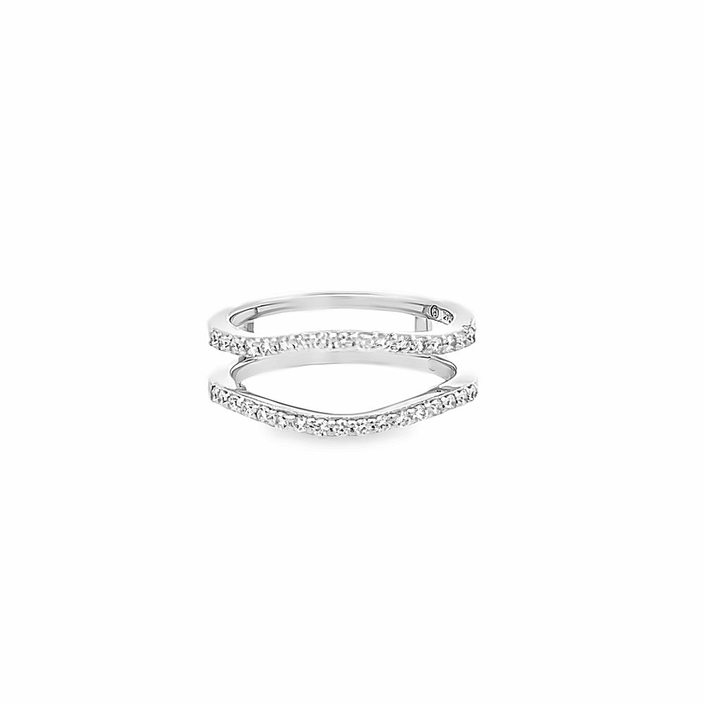 14k White Gold Round Diamond Curved Insert Wedding Band (0.34ctw.)