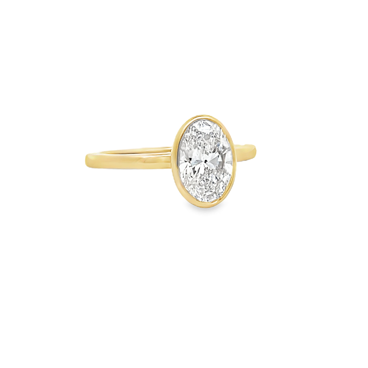 14k Yellow Gold Bezel Set Oval Lab Grown Diamond Solitaire Engagement Ring (1.54ct.)