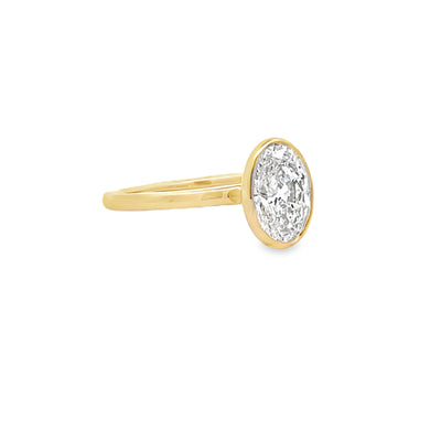 14k Yellow Gold Bezel Set Oval Lab Grown Diamond Solitaire Engagement Ring (1.54ct.)