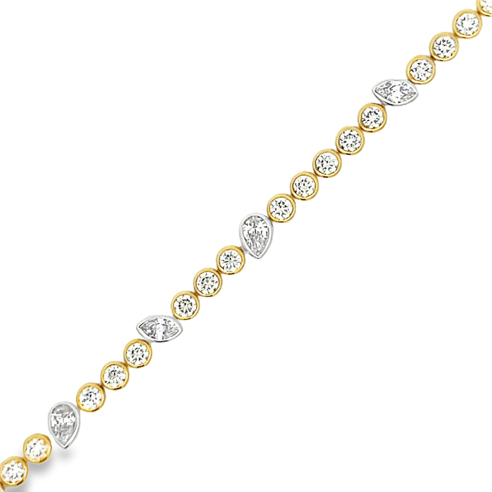 18k Two Tone Fancy Cut and Round White and Yellow Diamond Bracelet (1.97ctw.)