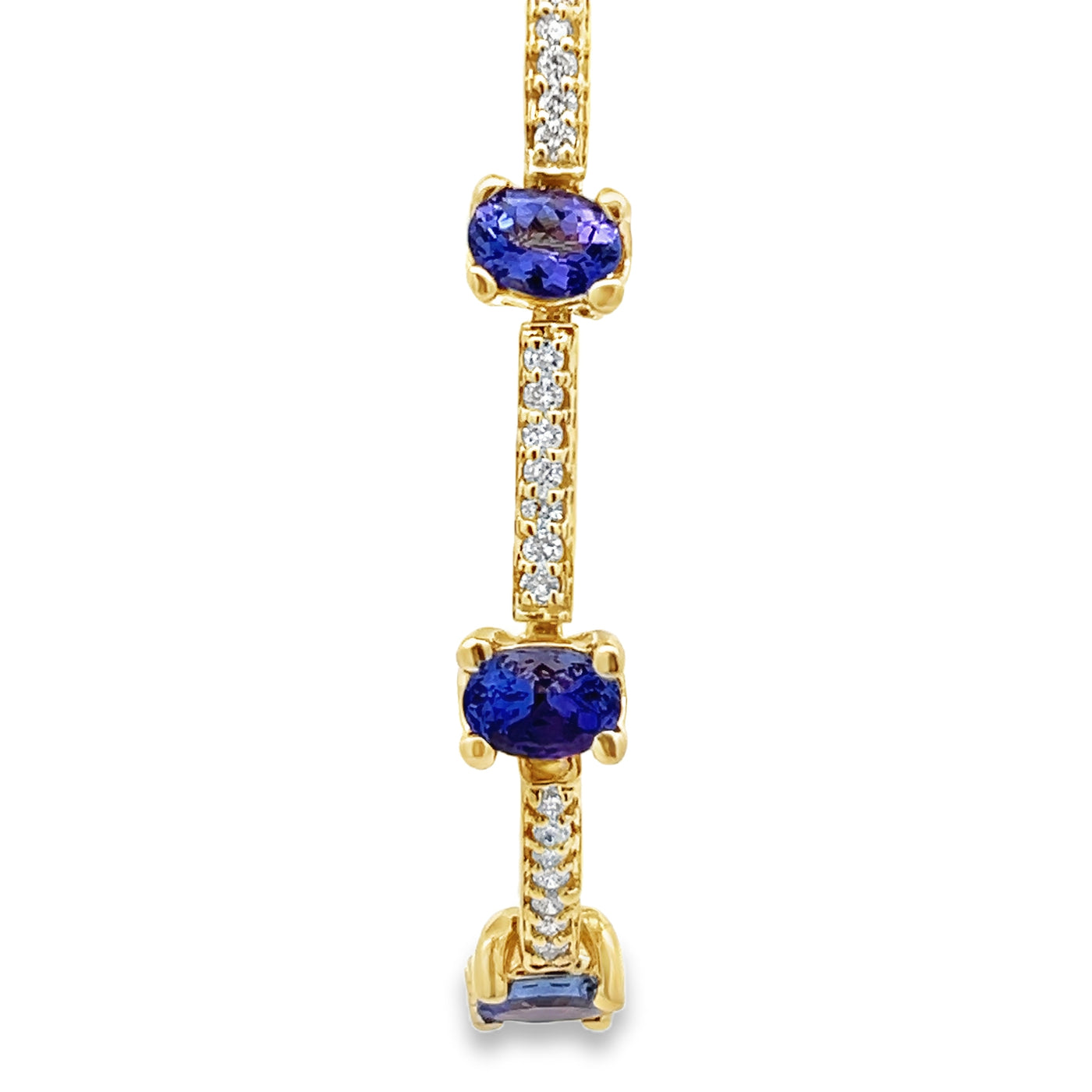 14k Yellow Gold Tanzanite and Diamond Prong Set Line Bracelet (9.90ctw.)