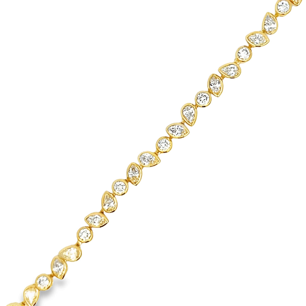 18k Yellow Gold Fancy Cut and Color Yellow Diamond Bezel Set Line Bracelet (3.47ctw.)