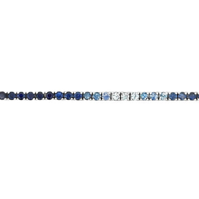 14k White Gold Round Sapphire Ombre Line Bracelet (4.80ctw.)