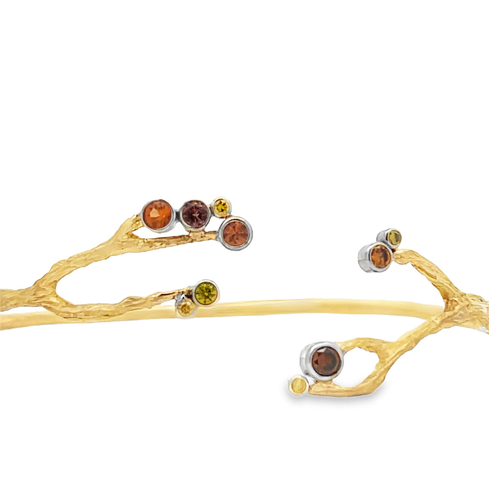 14k Yellow Gold Sapphire and Diamond Branches Cuff Bracelet by Paul Richter