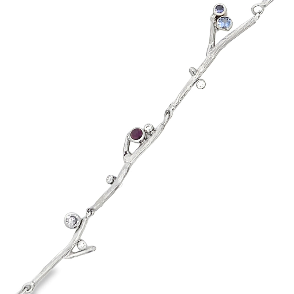 14k White Gold Plum Sapphire and Diamond Branches Bracelet by Paul Richter