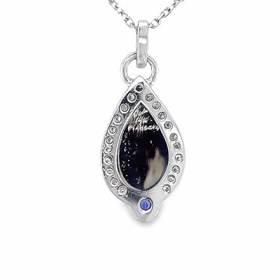 Custom 14k White Gold Moonstone, Sapphire and Diamond Pendant by Paul Richter