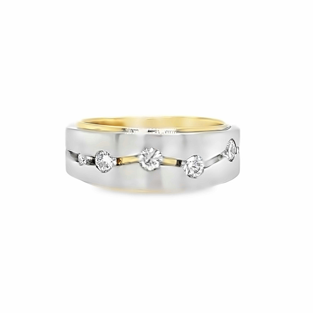 Custom 14k Two Tone Diamond Wedding Band by Paul Richter
