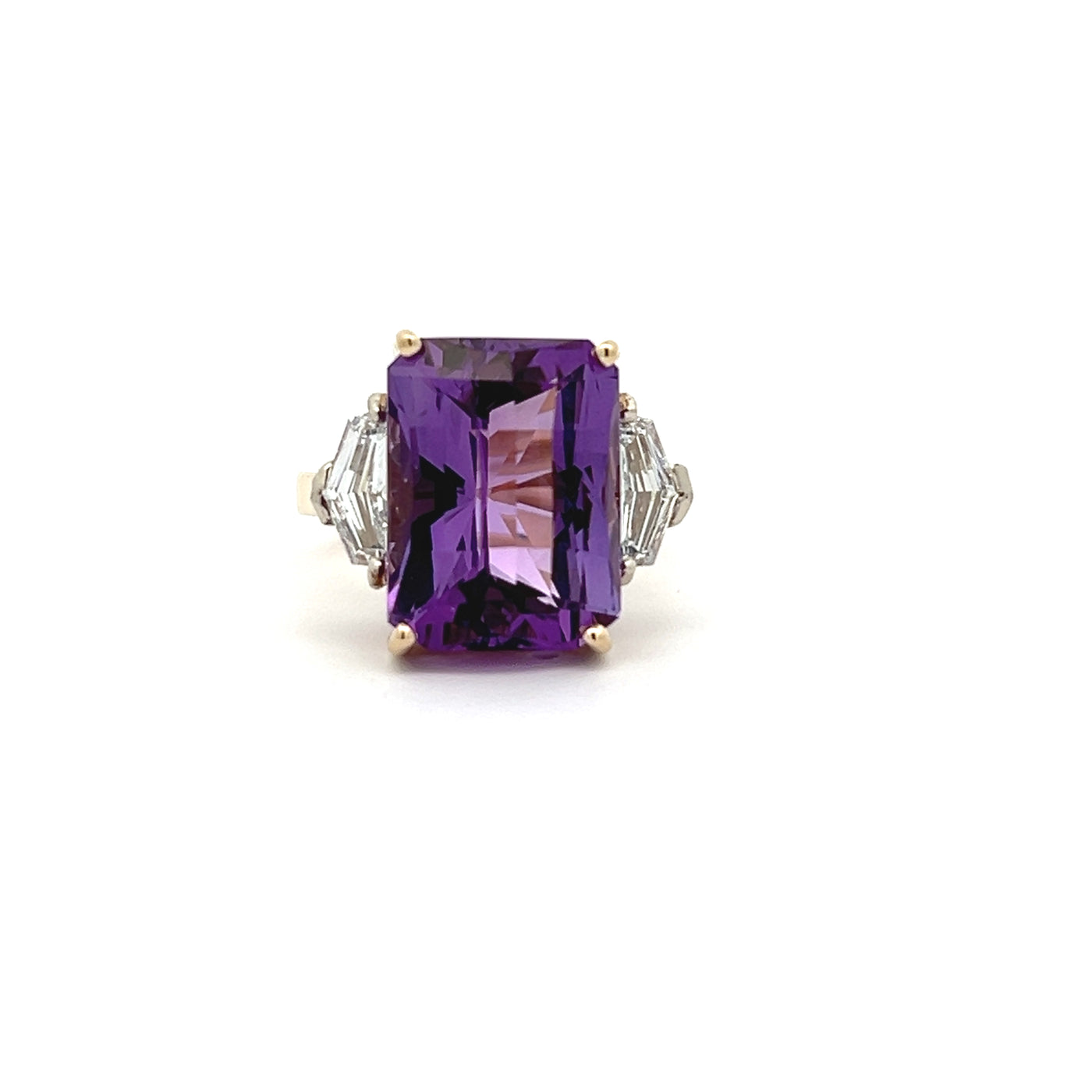 Custom 14k Yellow Gold Amethyst and Diamond Ring by Paul Richter